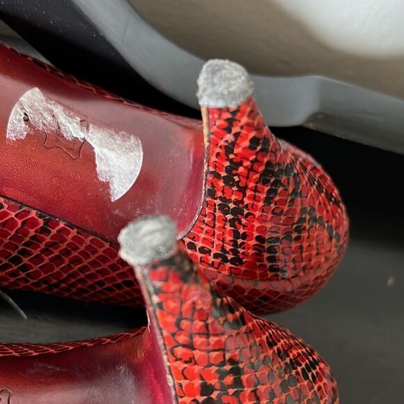 Vintage Bruno Magli Red Snake Skin Heels - Picture 10 of 11
